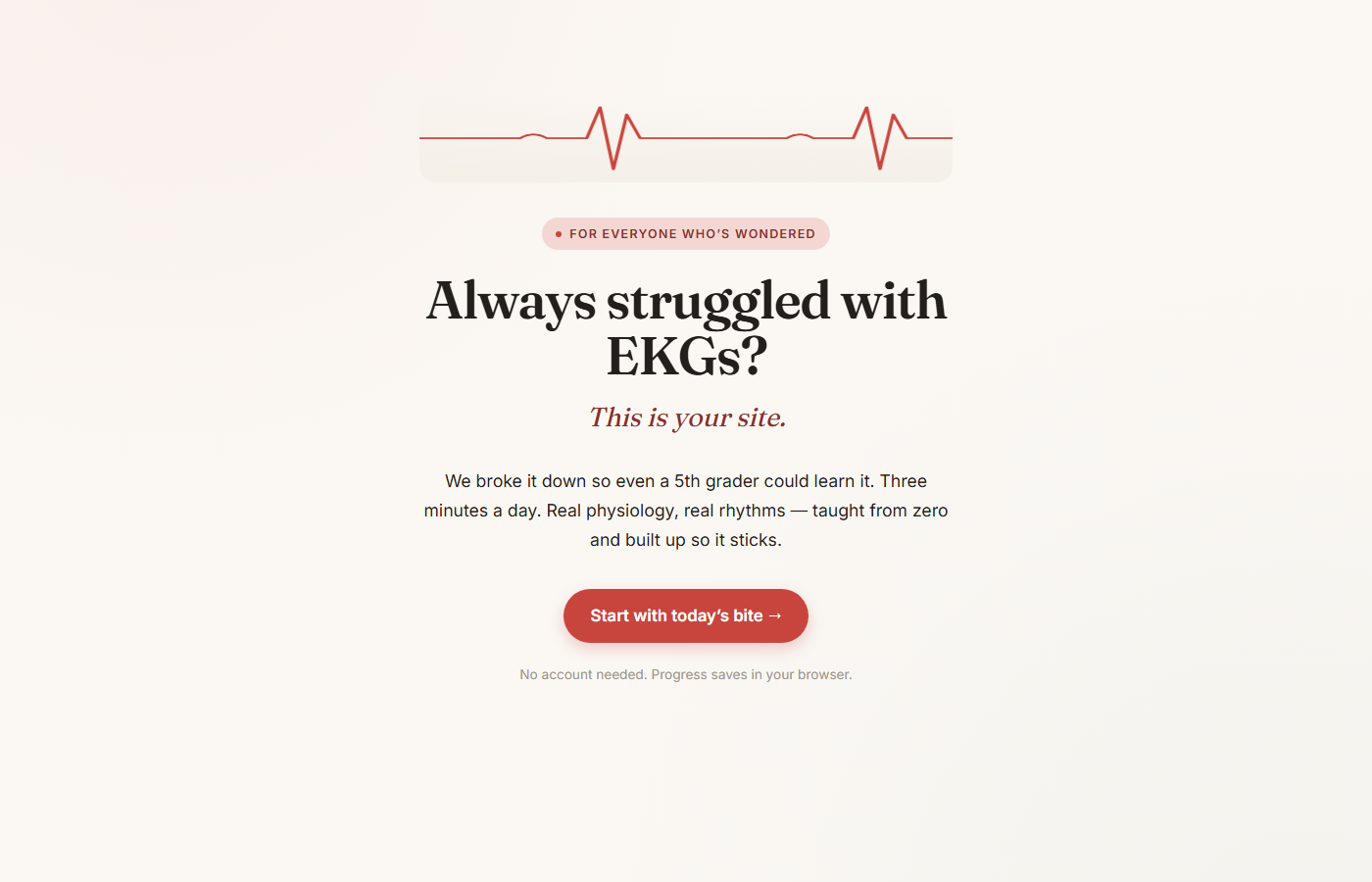 EKG learning site screenshot